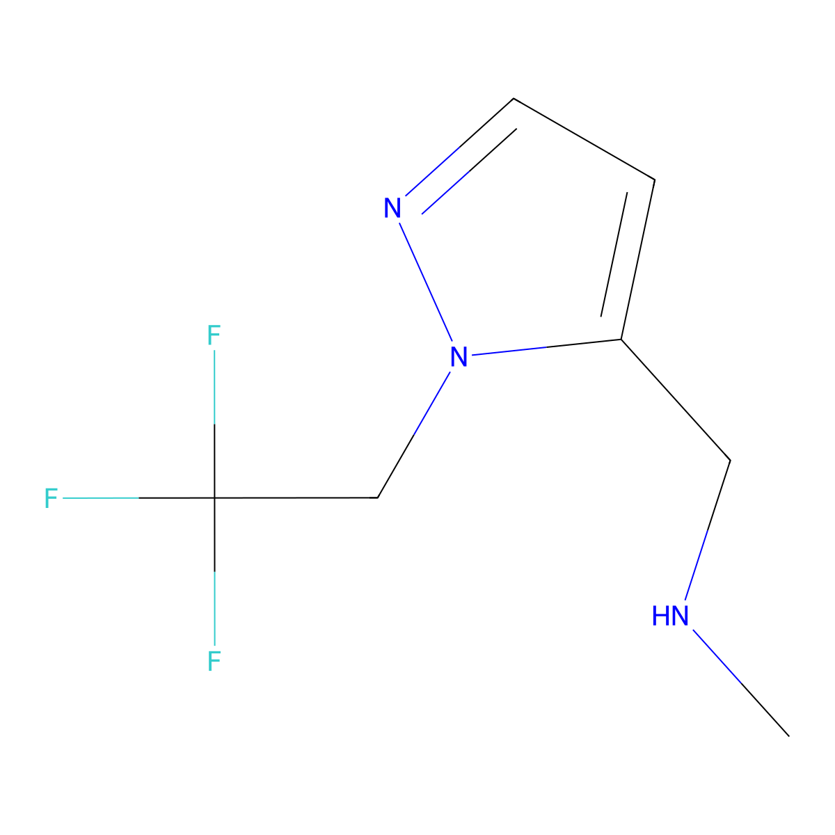 Methyl({[1-(2,2,2-trifluoroethyl)-1H-pyrazol-5-yl]methyl})amine molecular structure, CAS 1345510-73-7