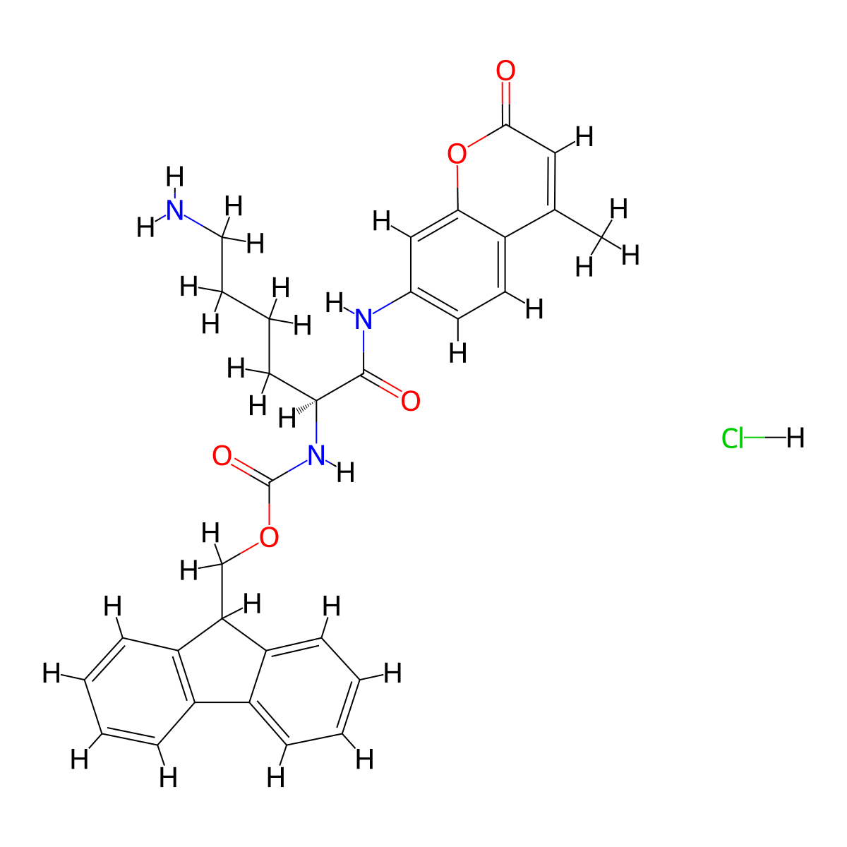 Fmoc-Lys-AMC . HCl molecular structure, CAS 1345544-71-9