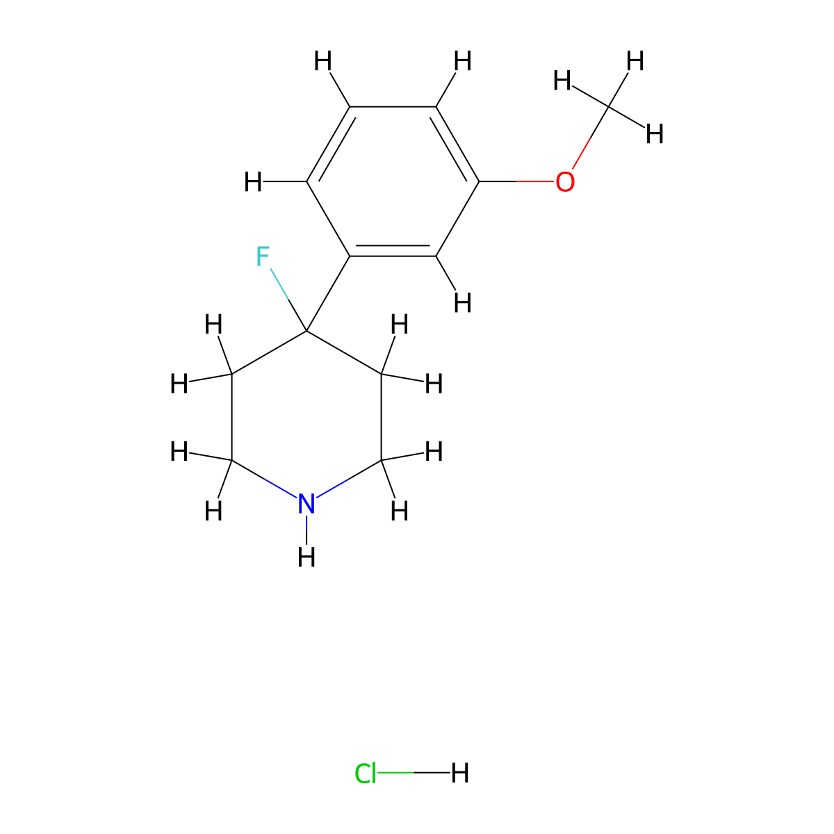 4-(3-Methoxyphenyl)-4-fluoropiperidine hydrochloride molecular structure, CAS 1345610-60-7