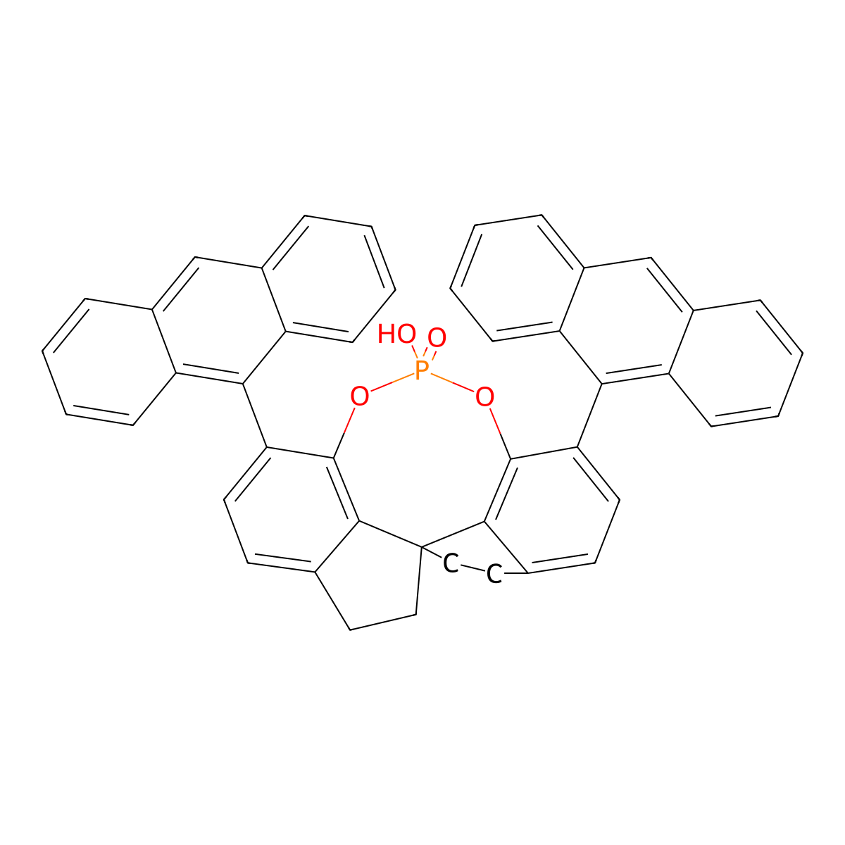 (11aR)-3,7-Di-9-anthracenyl-10,11,12,13-tetrahydro-5-hydroxy-diindeno[7,1-de:1',7'-fg][1,3,2]dioxaphosphocin-5-oxide molecular structure, CAS 1345628-08-1