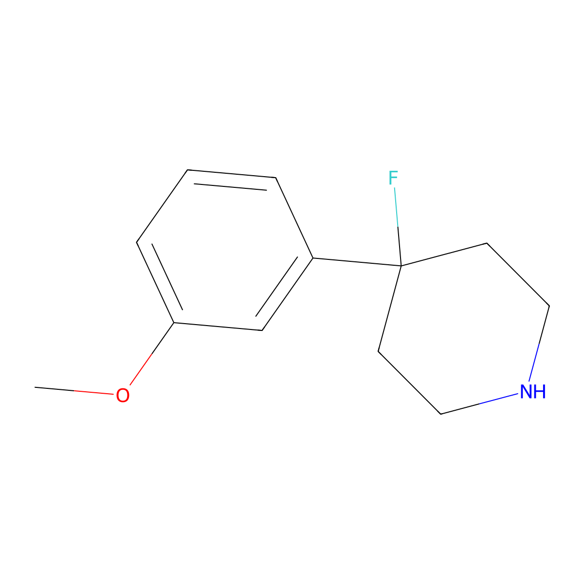 4-Fluoro-4-(3-methoxyphenyl)piperidine molecular structure, CAS 1345667-13-1