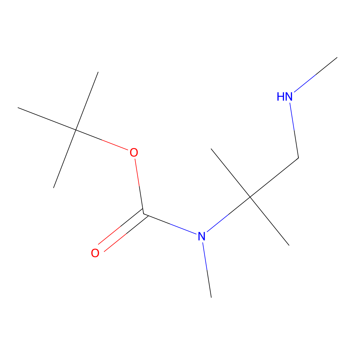 tert-butyl N-methyl-N-(2-methyl-1-(methylamino)propan-2-yl)carbamate molecular structure, CAS 1345680-57-0