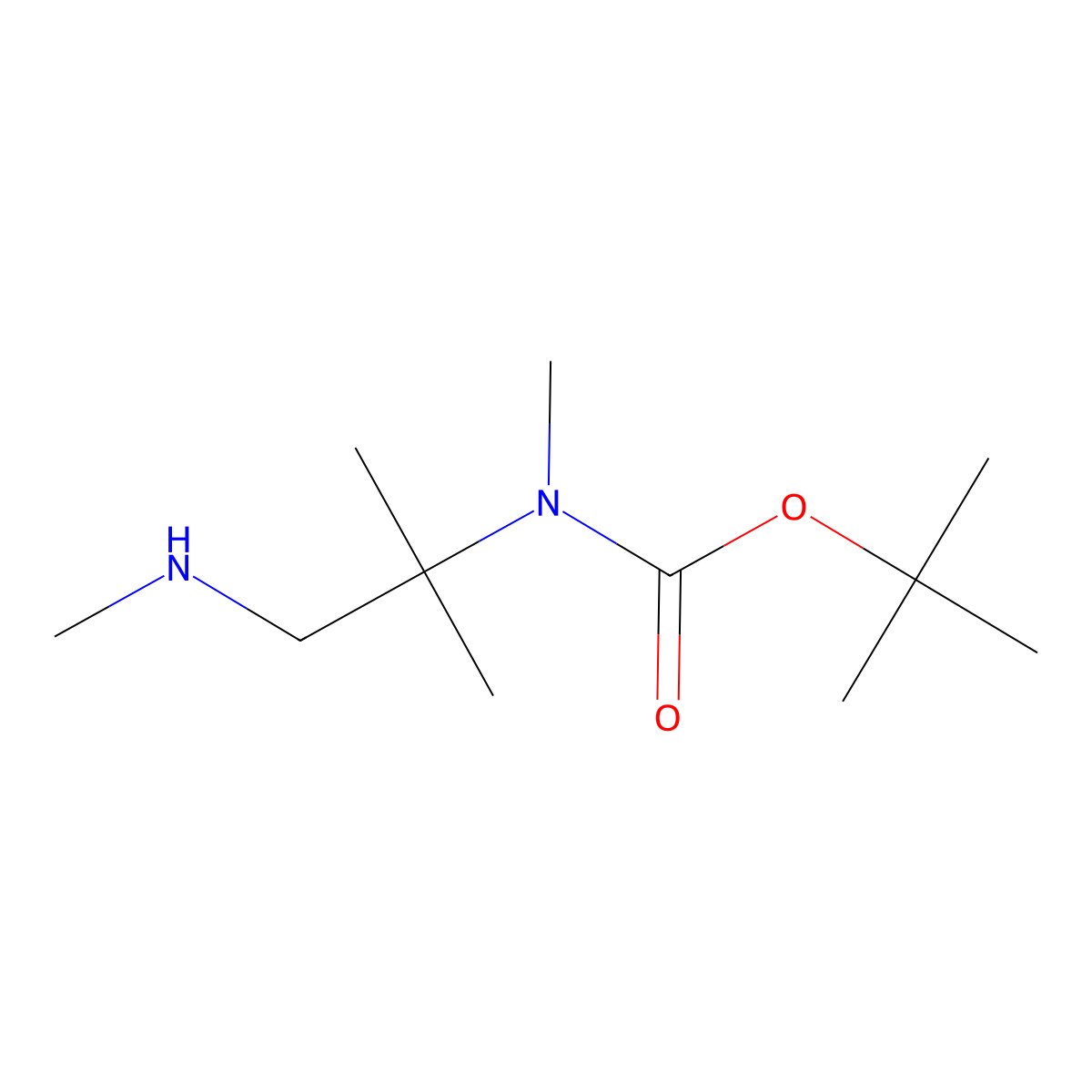 tert-butyl N-methyl-N-(2-methyl-1-(methylamino)propan-2-yl)carbamate molecular structure, CAS 1345680-57-0