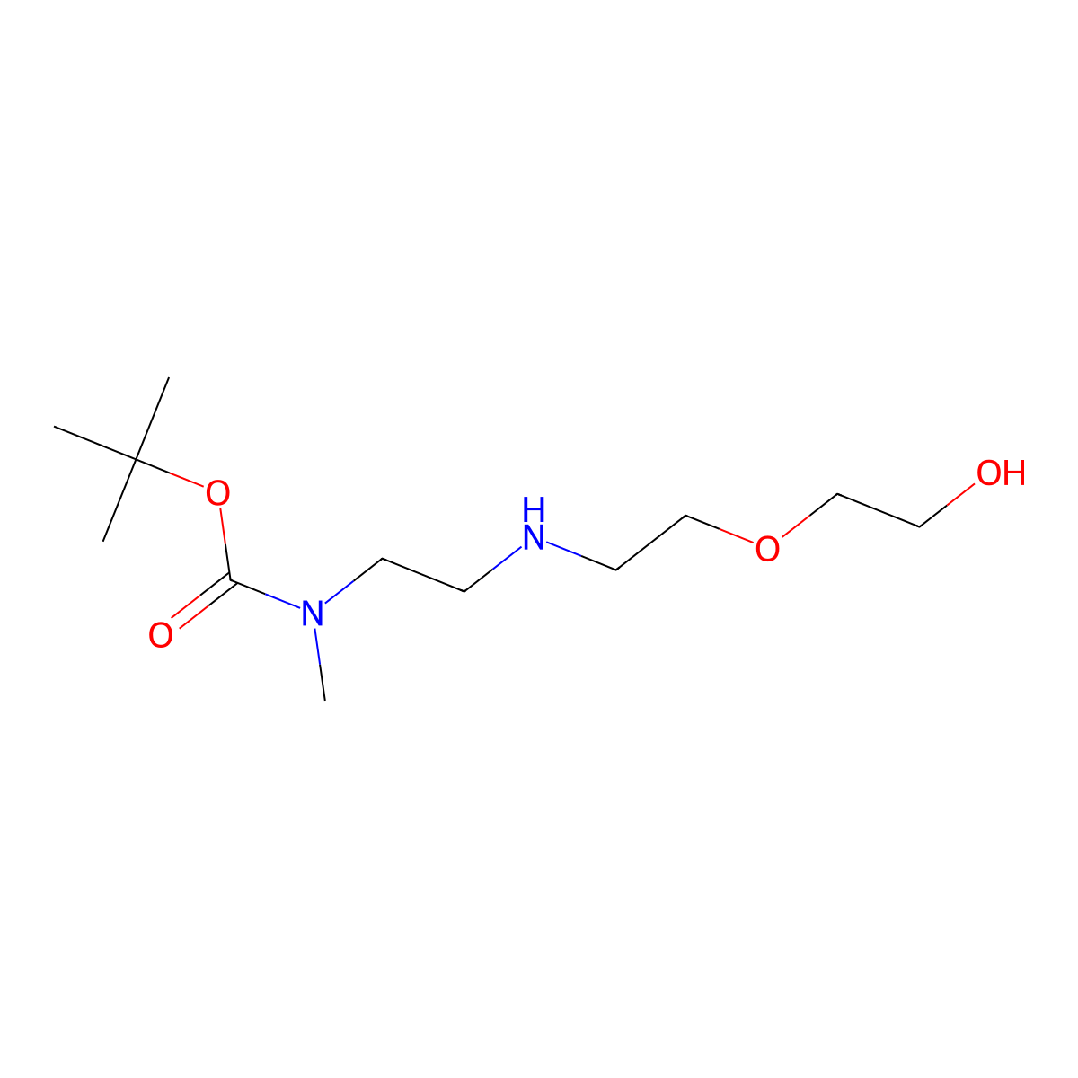 Tert-butyl (2-((2-(2-hydroxyethoxy)ethyl)amino)ethyl)(methyl)carbamate molecular structure, CAS 1345680-97-8