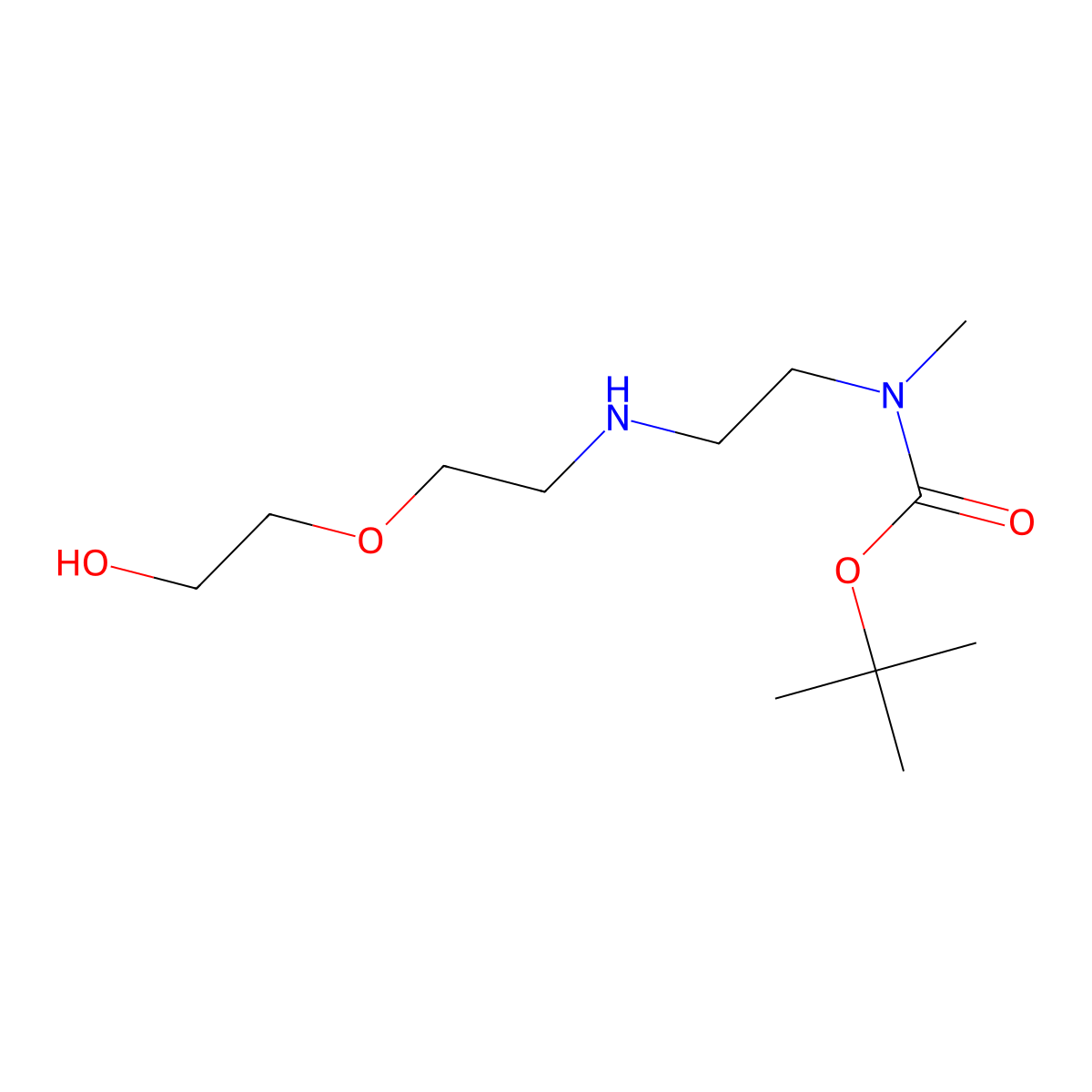 Tert-butyl (2-((2-(2-hydroxyethoxy)ethyl)amino)ethyl)(methyl)carbamate molecular structure, CAS 1345680-97-8