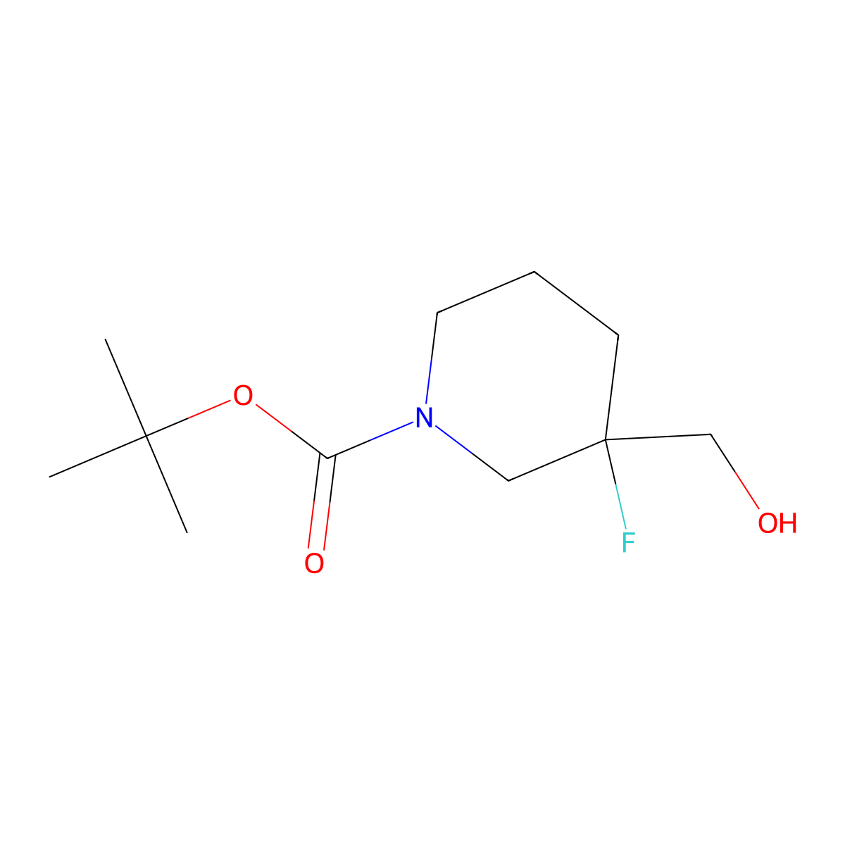 tert-butyl (3S)-3-fluoro-3-(hydroxymethyl)piperidine-1-carboxylate molecular structure, CAS 1345697-13-3