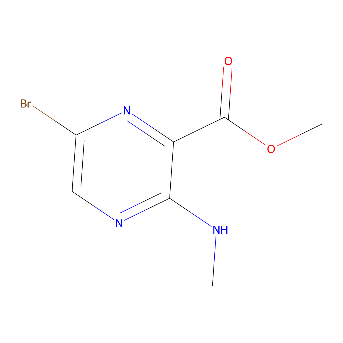 Methyl 6-bromo-3-(methylamino)pyrazine-2-carboxylate molecular structure, CAS 13457-23-3