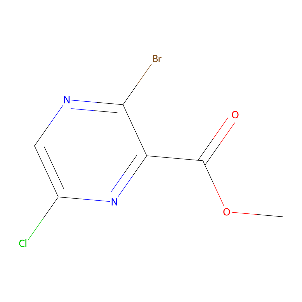 Methyl 3-bromo-6-chloropyrazine-2-carboxylate molecular structure, CAS 13457-28-8