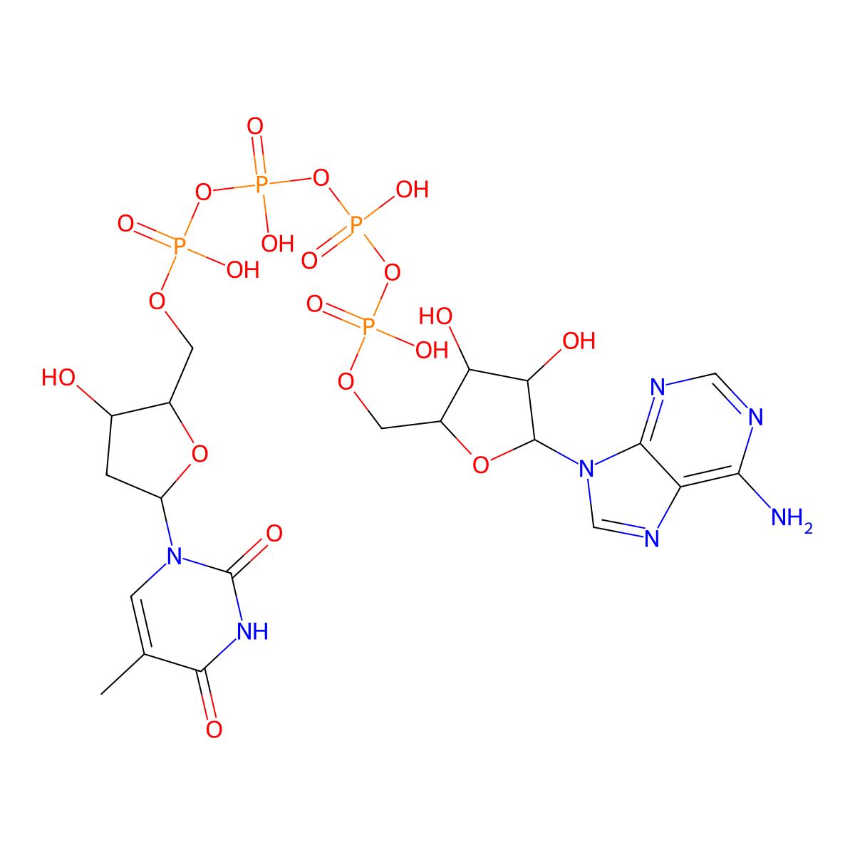 P(1)-(adenosine-5')-P(5)-(thymidine-5')-pentaphosphate molecular structure, CAS 13457-68-6