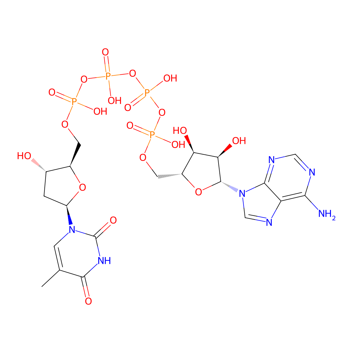 P(1)-(adenosine-5')-P(5)-(thymidine-5')-pentaphosphate molecular structure, CAS 13457-68-6