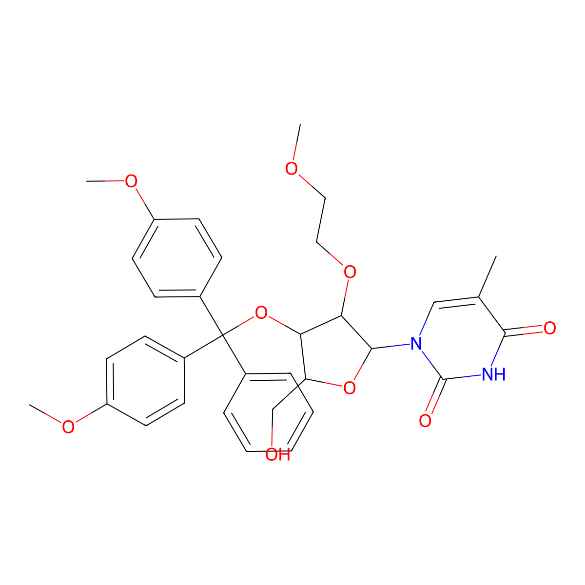 3'-O-(4,4'-Dimethoxytrityl)-2'-O-(2-methoxyethyl)-5-methyluridine molecular structure, CAS 1345715-42-5