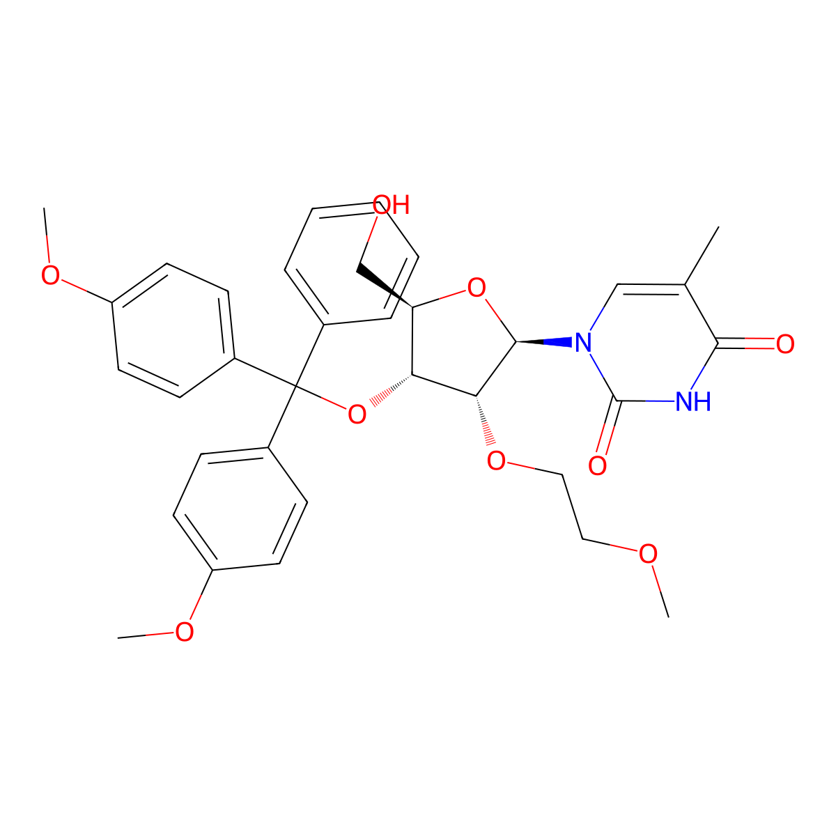 3'-O-(4,4'-Dimethoxytrityl)-2'-O-(2-methoxyethyl)-5-methyluridine molecular structure, CAS 1345715-42-5