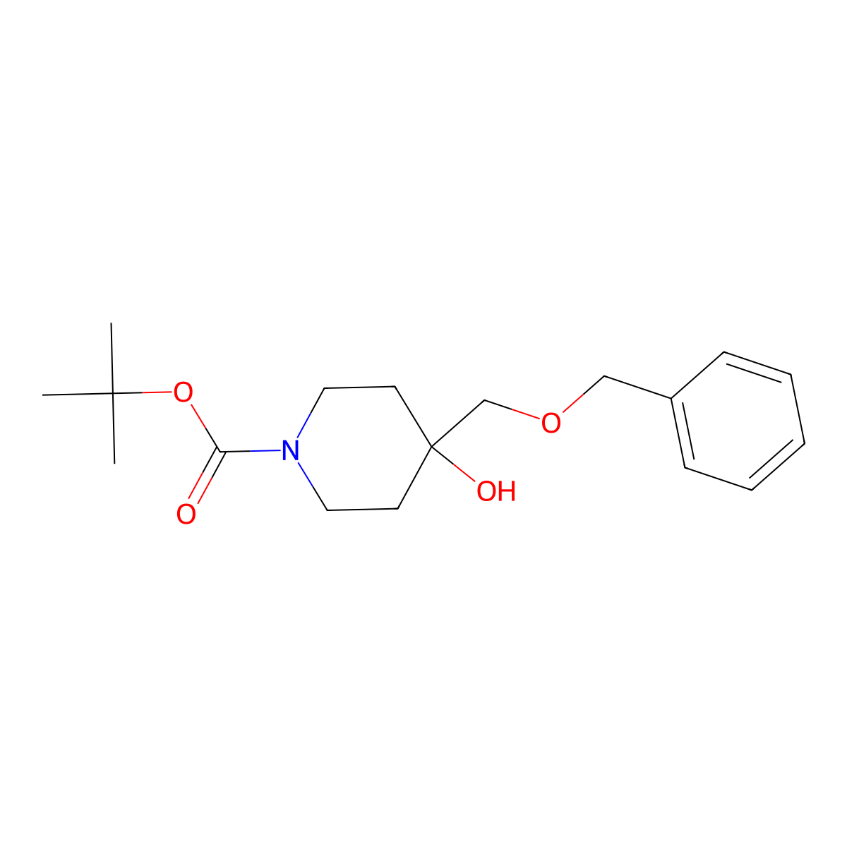 N-Boc-4-benzyloxymethyl-4-hydroxy-piperidine molecular structure, CAS 1345728-48-4