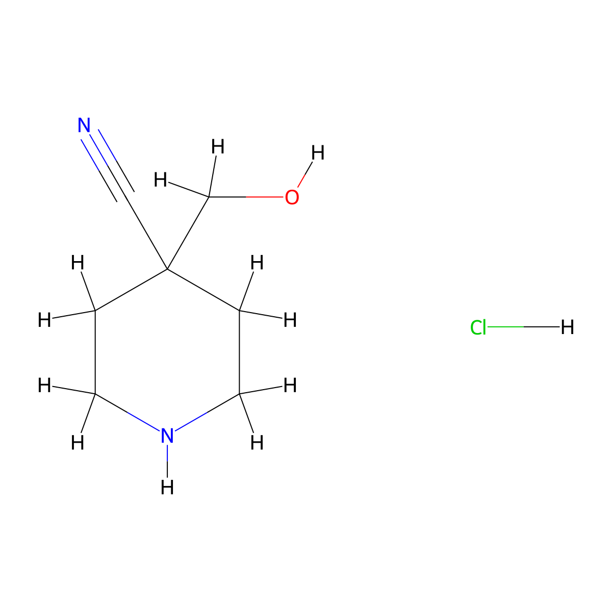 4-(Hydroxymethyl)piperidine-4-carbonitrile hydrochloride molecular structure, CAS 1345728-51-9