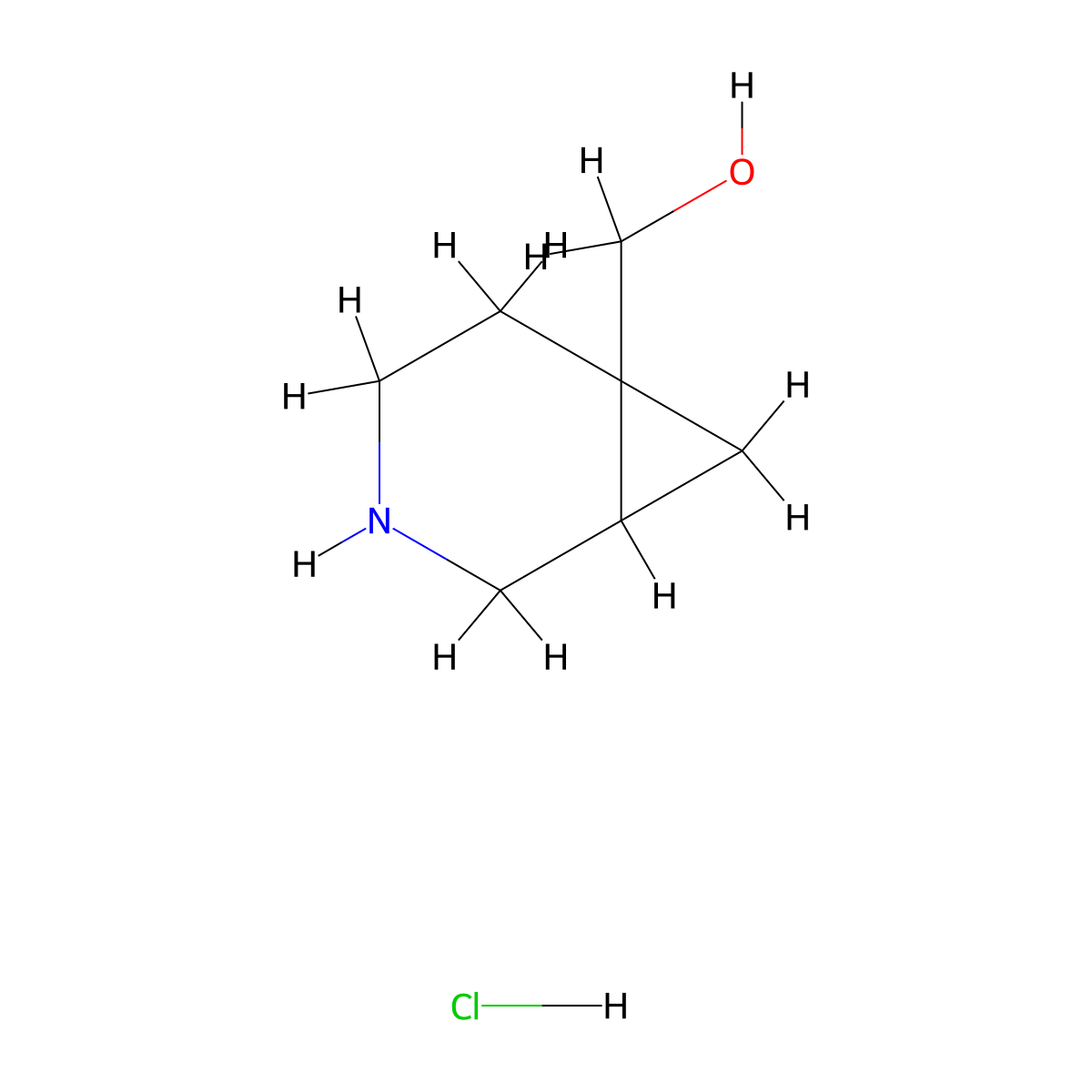 3-Azabicyclo[4.1.0]heptan-6-ylmethanol;hydrochloride molecular structure, CAS 1345728-52-0