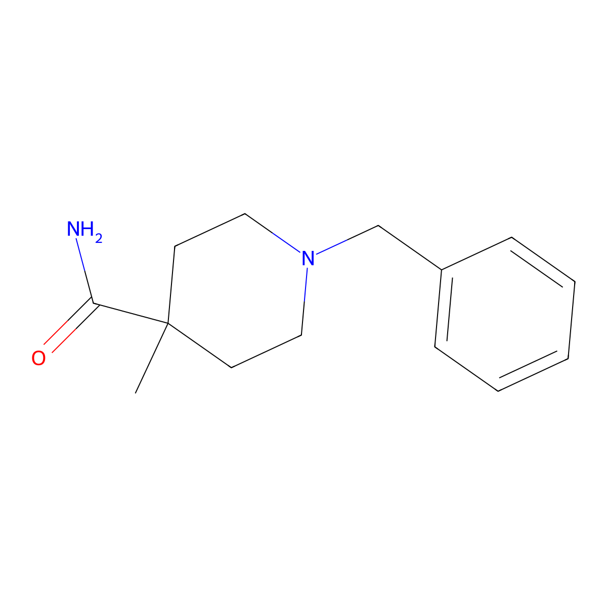 1-Benzyl-4-methyl-piperidine-4-carboxylic acid amide molecular structure, CAS 1345728-57-5