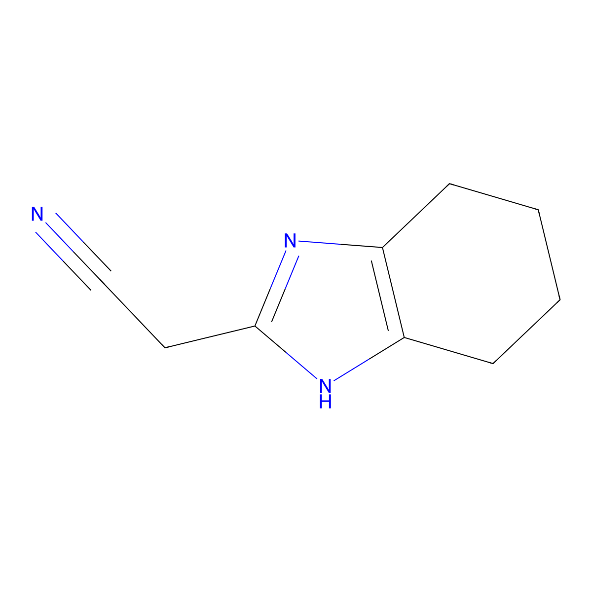 1H-Benzimidazole-2-acetonitrile, 4,5,6,7-tetrahydro- molecular structure, CAS 1345728-75-7