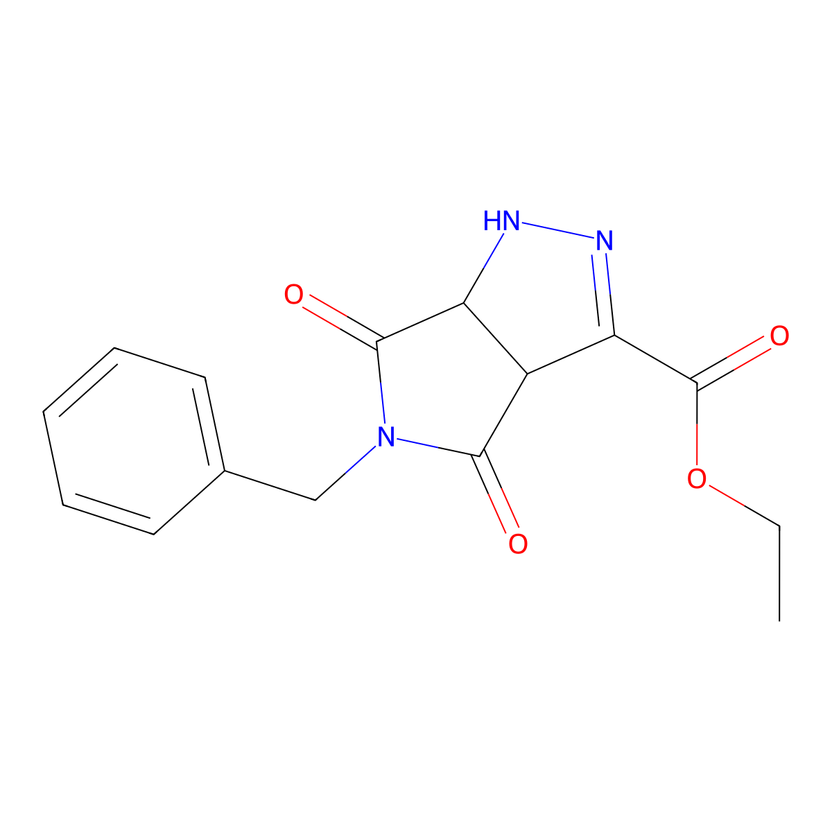 Ethyl 5-benzyl-4,6-dioxo-1,3a,4,5,6,6a-hexahydropyrrolo[3,4-c]pyrazole-3-carboxylate molecular structure, CAS 134575-05-6