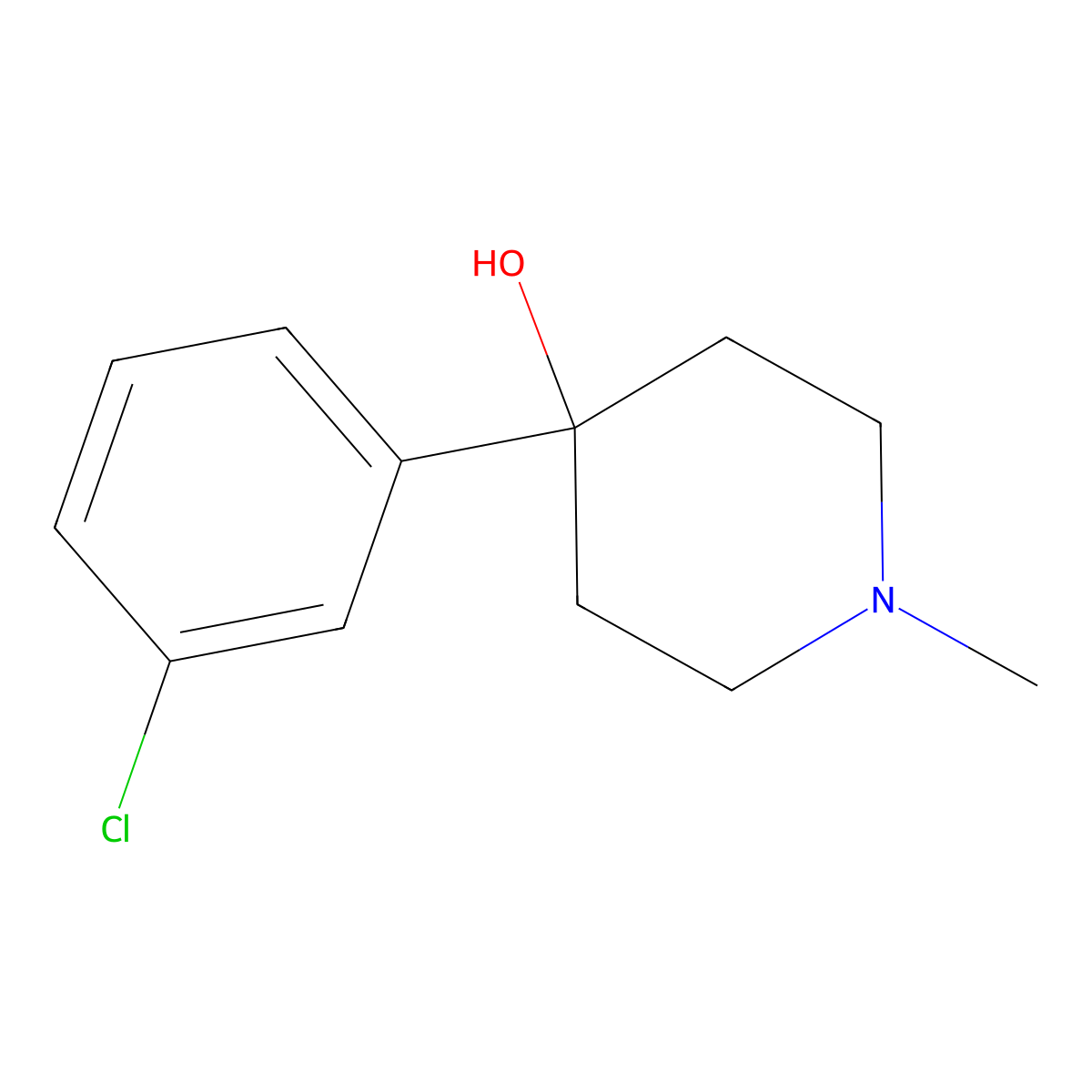 4-(3-Chlorophenyl)-4-hydroxy-1-methylpiperidine molecular structure, CAS 13458-54-3