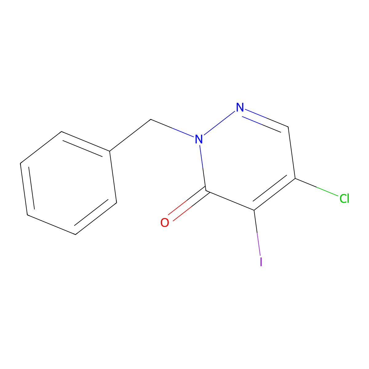 2-Benzyl-5-chloro-4-iodopyridazin-3(2H)-one molecular structure, CAS 1345839-70-4