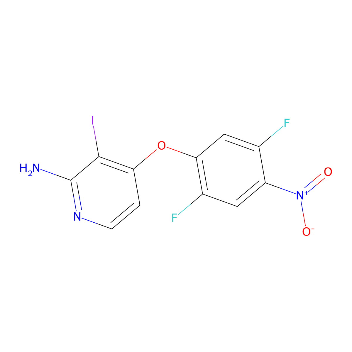 4-(2,5-Difluoro-4-nitrophenoxy)-3-iodopyridin-2-amine molecular structure, CAS 1345854-92-3