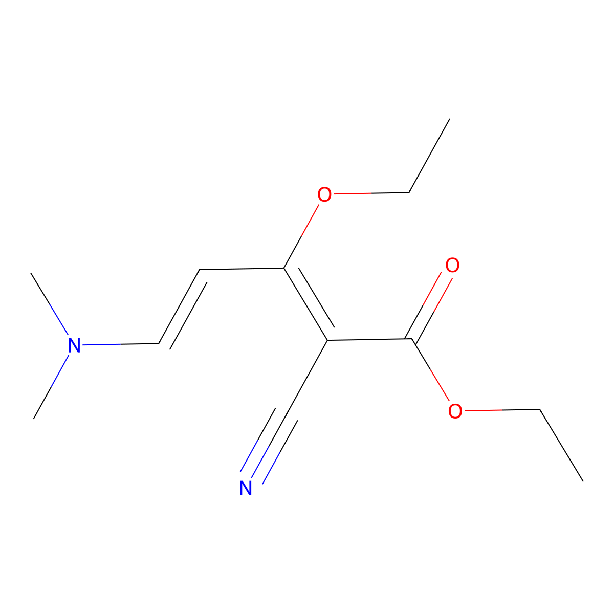 (2Z,4E)-Ethyl 2-cyano-5-(dimethylamino)-3-ethoxypenta-2,4-dienoate molecular structure, CAS 1345855-03-9