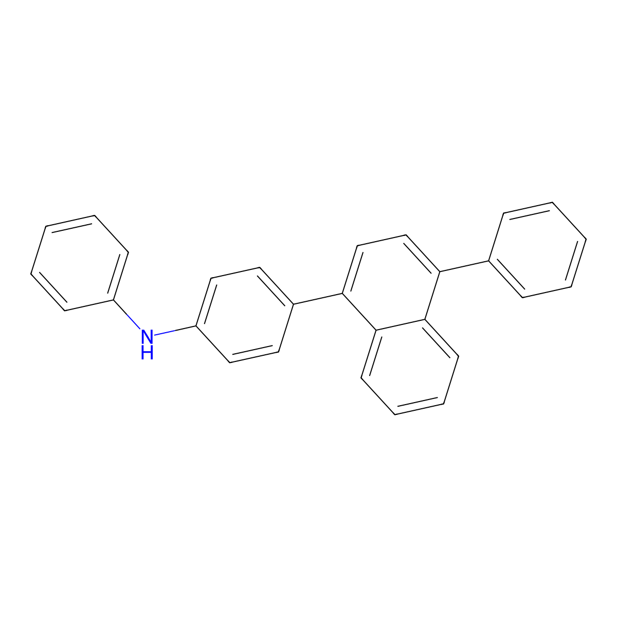 N-Phenyl-4-(4-phenyl-1-naphthalenyl)benzenamine molecular structure, CAS 1345860-71-0