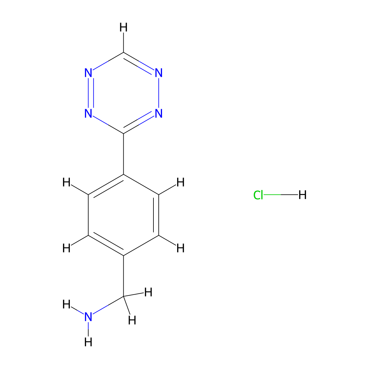 (4-(1,2,4,5-Tetrazin-3-yl)phenyl)methanamine hydrochloride molecular structure, CAS 1345866-68-3
