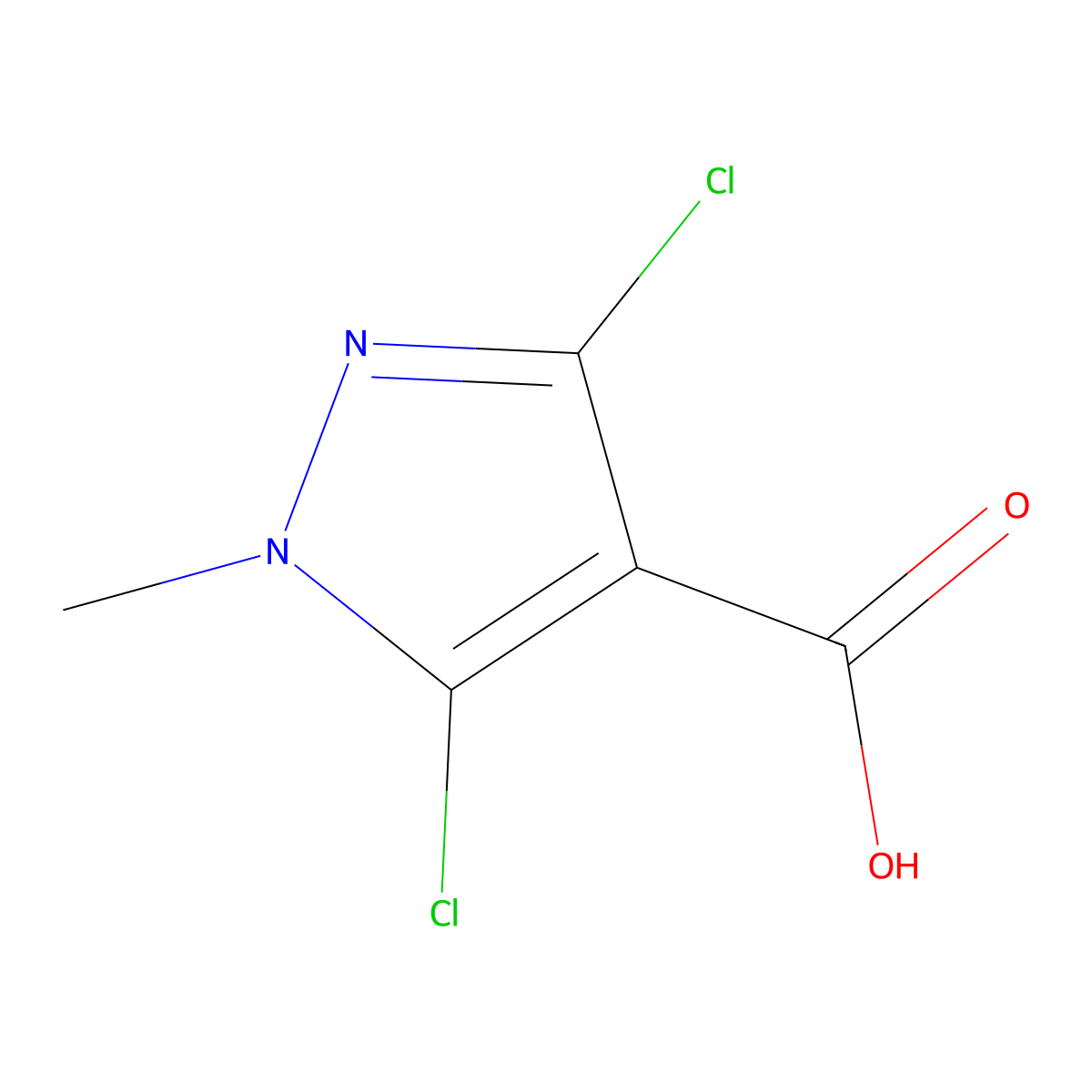 3,5-dichloro-1-methyl-1H-pyrazole-4-carboxylic acid molecular structure, CAS 134589-53-0