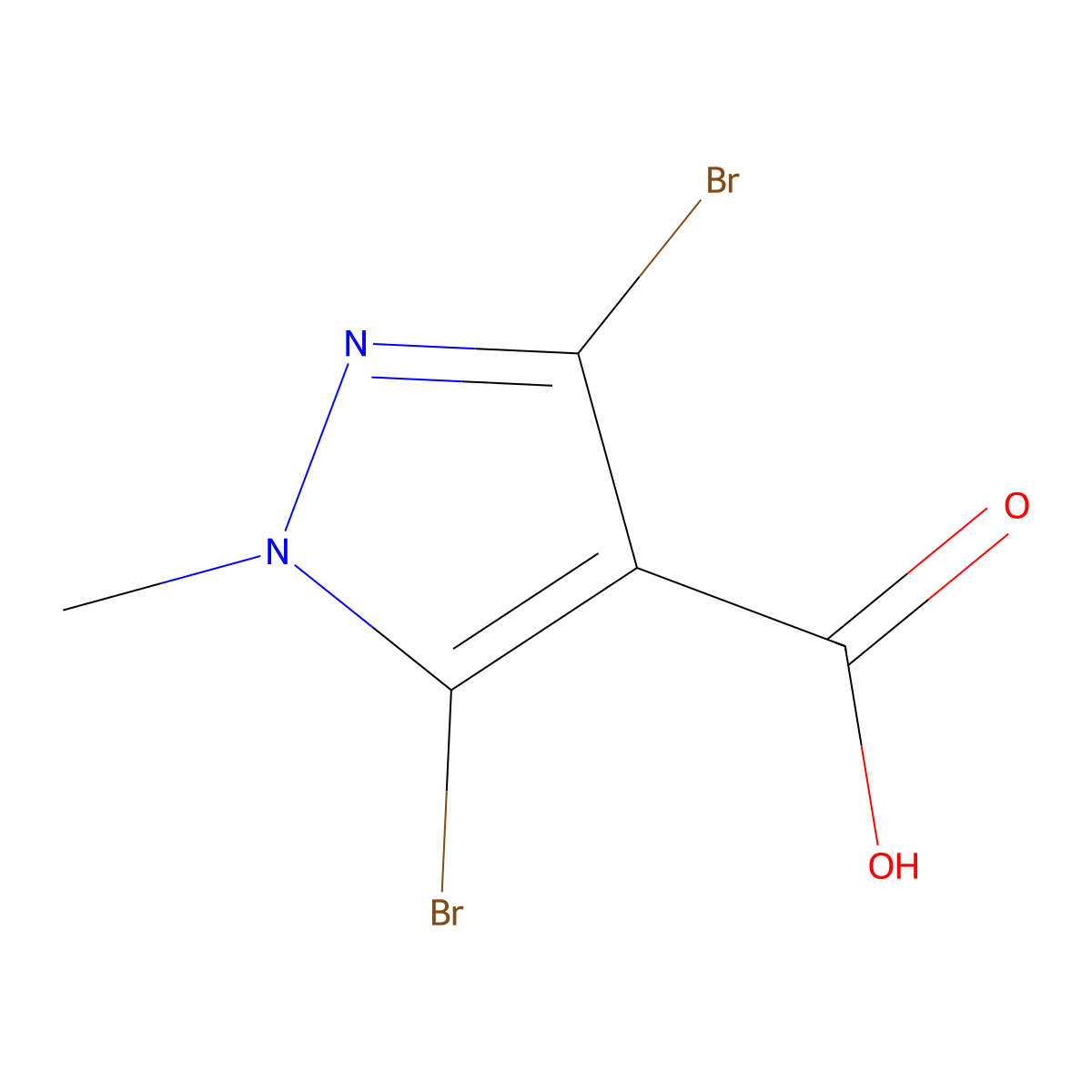 3,5-Dibromo-1-methyl-1H-pyrazole-4-carboxylic acid molecular structure, CAS 134589-57-4