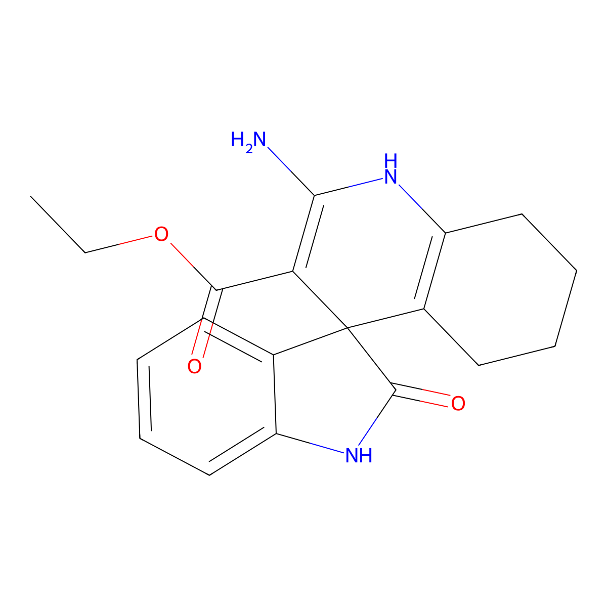 ethyl 2'-amino-2-oxo-1,2,5',6',7',8'-hexahydro-1'H-spiro[indole-3,4'-quinoline]-3'-carboxylate molecular structure, CAS 134589-88-1