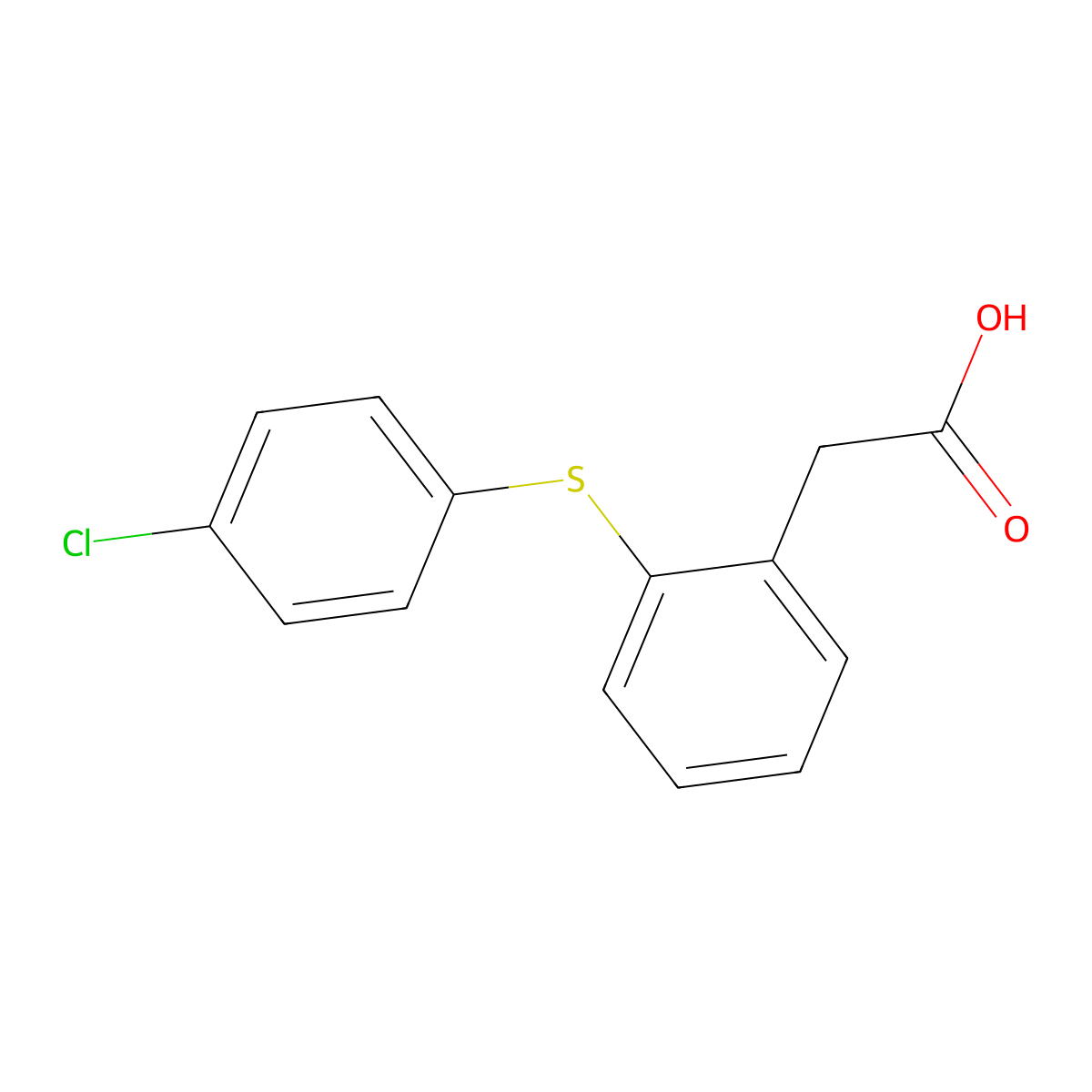 2-(2-((4-Chlorophenyl)thio)phenyl)acetic acid molecular structure, CAS 13459-62-6