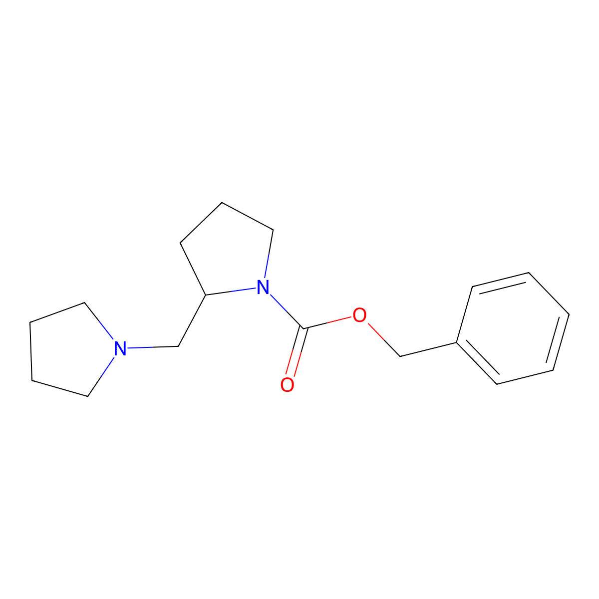 2-Pyrrolidin-1-ylmethyl-pyrrolidine-1-carboxylic acid benzyl ester molecular structure, CAS 134591-58-5
