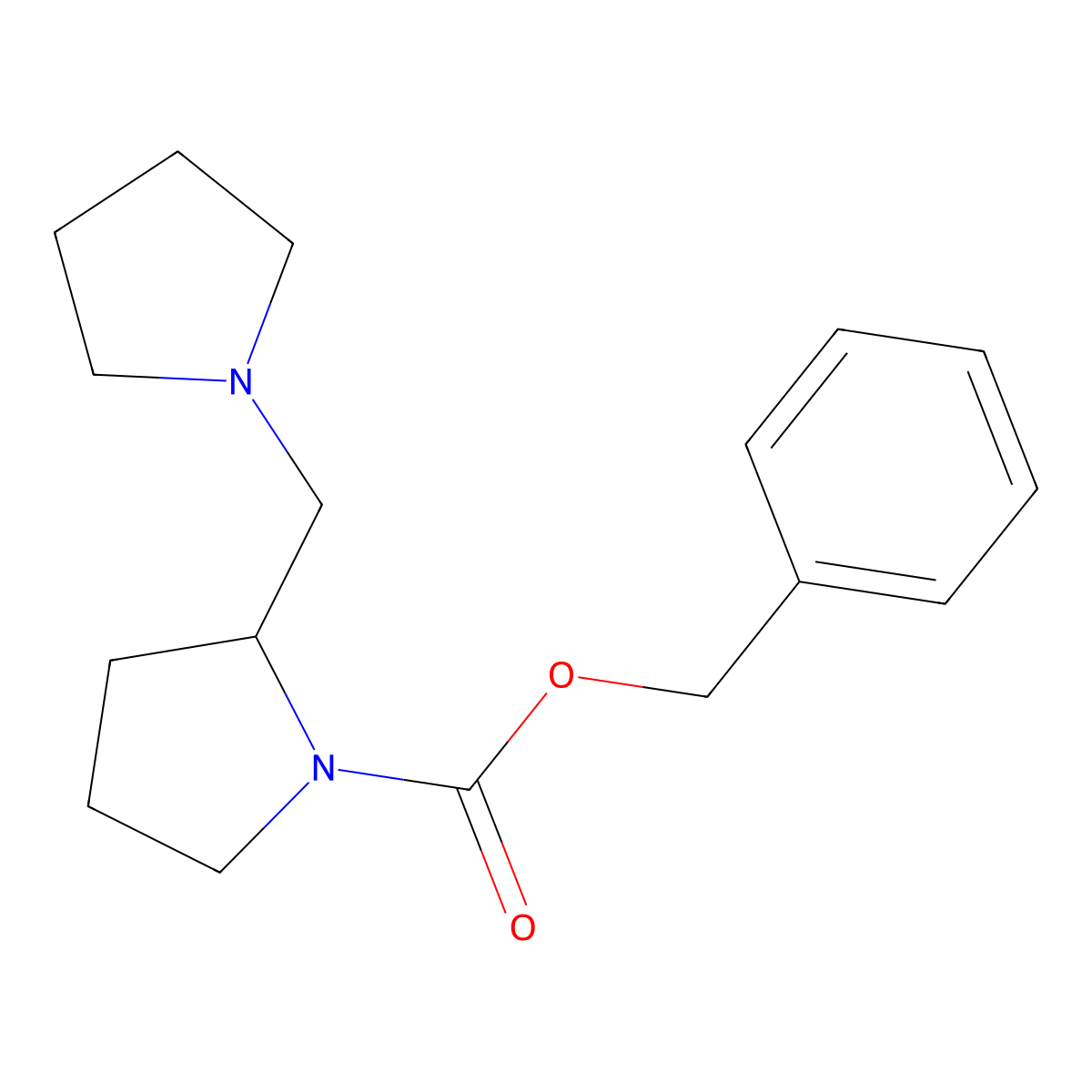 2-Pyrrolidin-1-ylmethyl-pyrrolidine-1-carboxylic acid benzyl ester molecular structure, CAS 134591-58-5