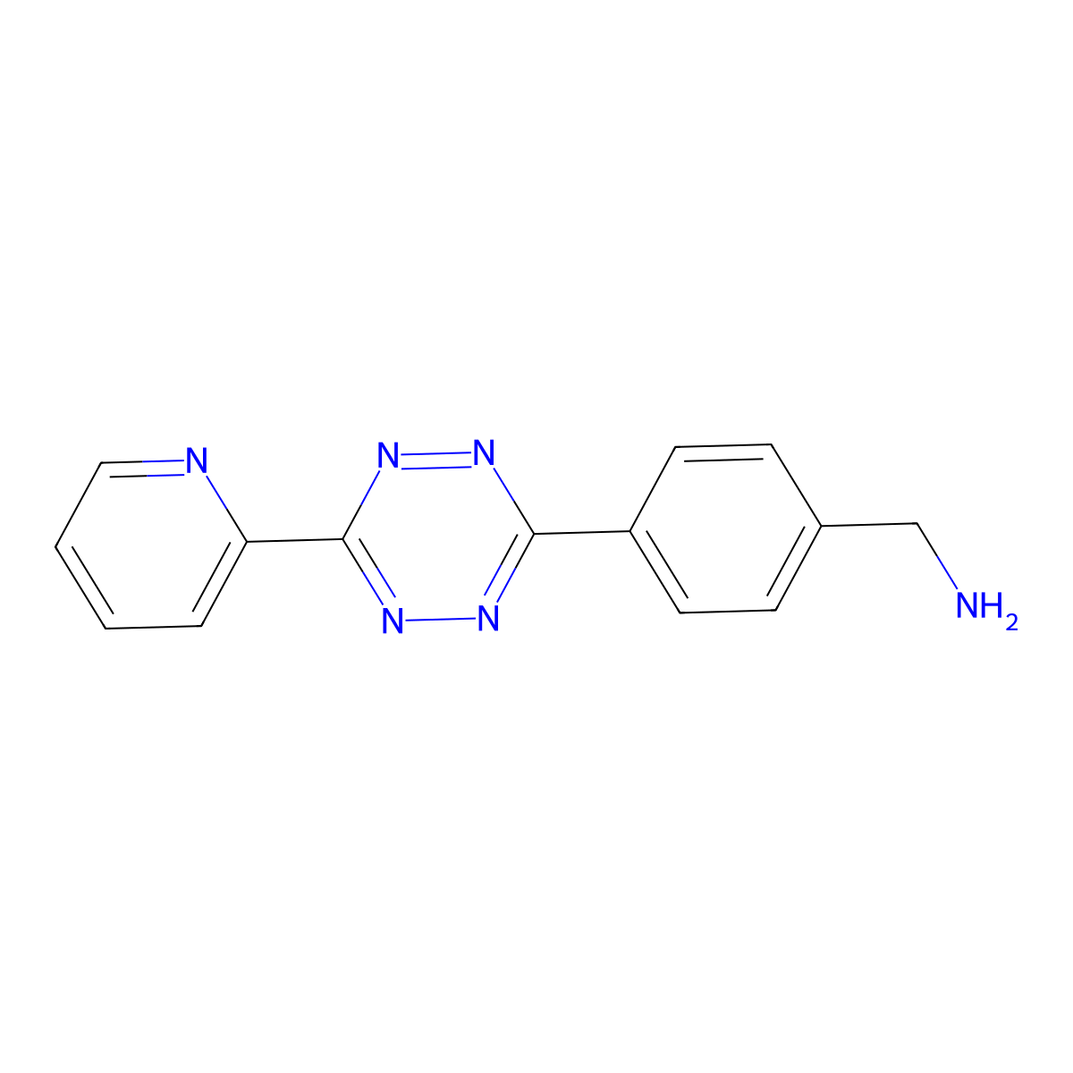 Benzenemethanamine, 4-[6-(2-pyridinyl)-1,2,4,5-tetrazin-3-yl]- molecular structure, CAS 1345955-29-4