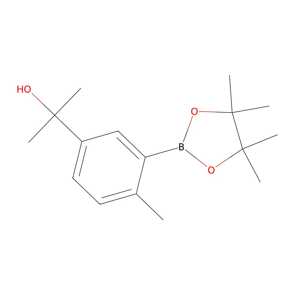 2-(4-Methyl-3-(4,4,5,5-tetramethyl-1,3,2-dioxaborolan-2-yl)phenyl)propan-2-ol molecular structure, CAS 1345961-02-5