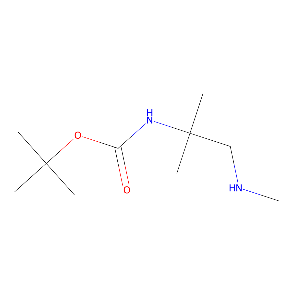 tert-butyl N-[2-methyl-1-(methylamino)propan-2-yl]carbamate molecular structure, CAS 134597-95-8