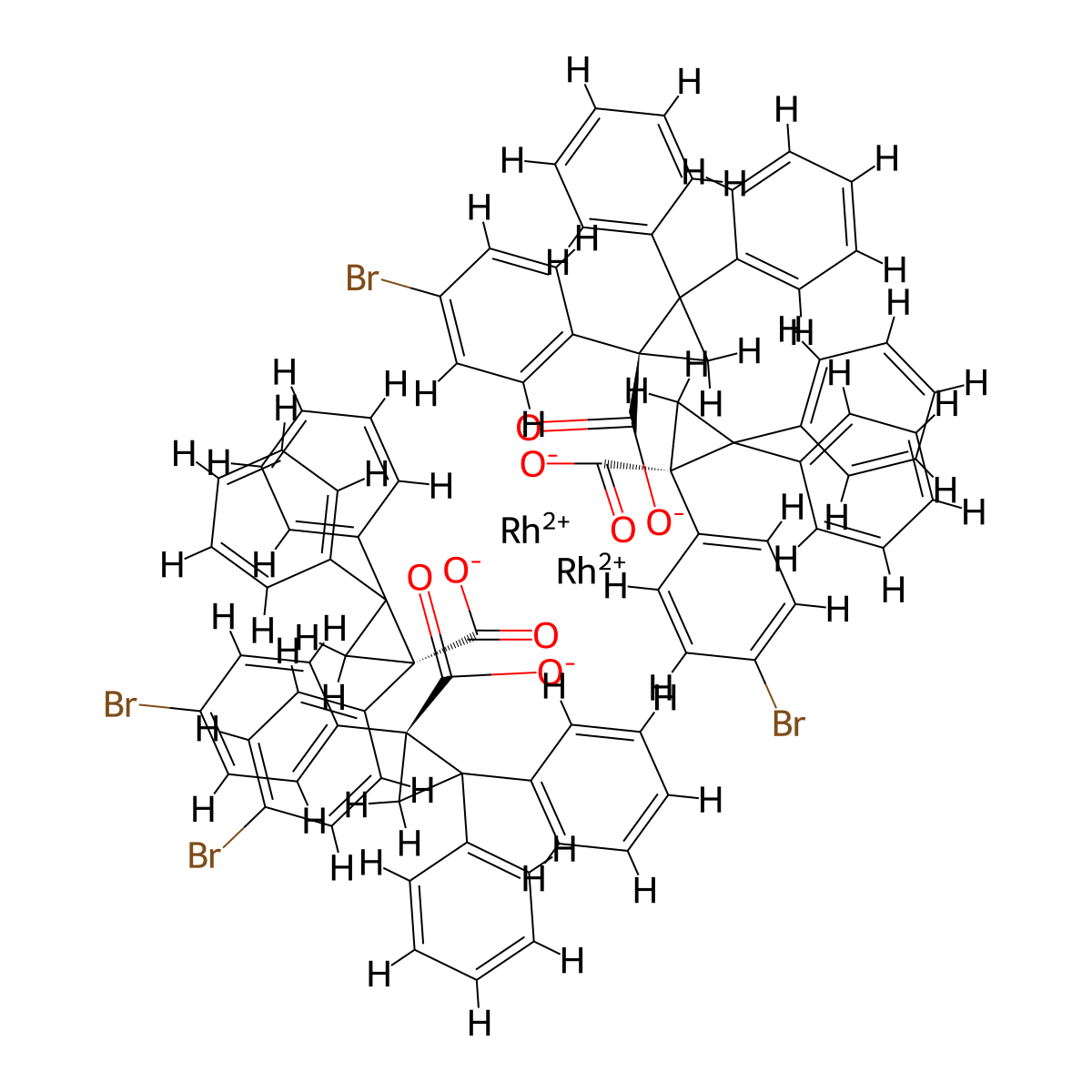 Tetrakis[(S)-[(1S)-1-(4-bromophenyl)-2,2-diphenylcyclopropanecarboxylato]dirhodium(II) , Rh2(S-BTPCP)4 molecular structure, CAS 1345974-63-1