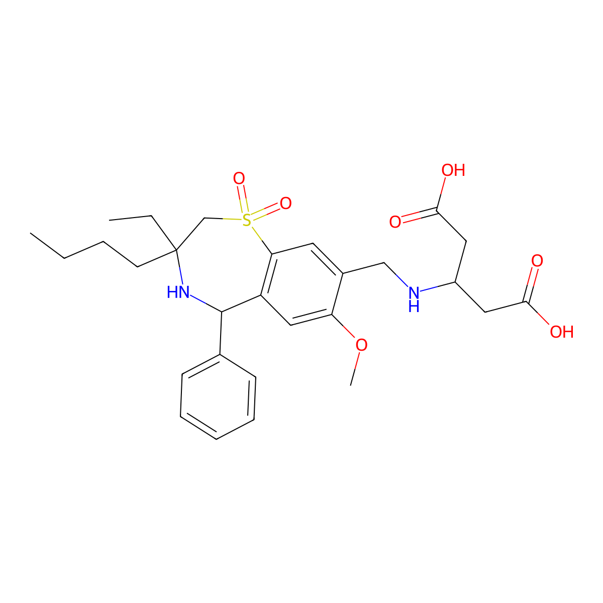 Linerixibat molecular structure, CAS 1345982-69-5