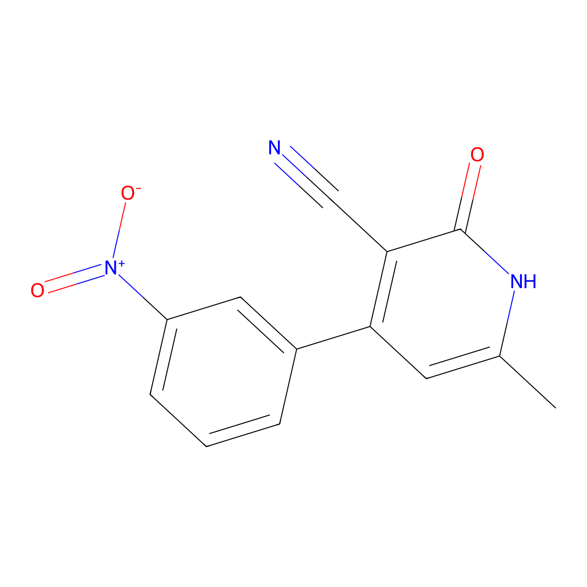 6-Methyl-4-(3-nitrophenyl)-2-oxo-1,2-dihydropyridine-3-carbonitrile molecular structure, CAS 134599-99-8