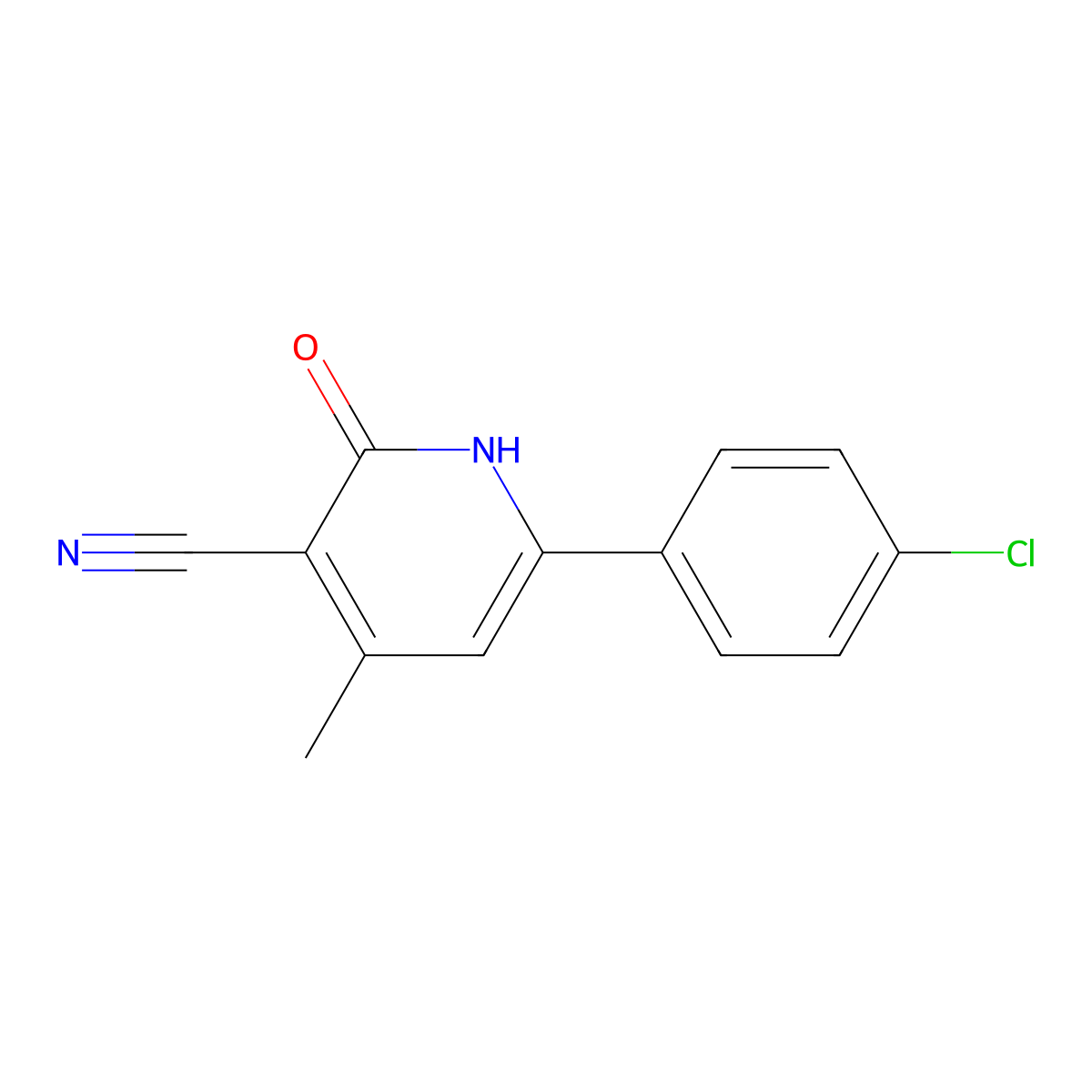 6-(4-Chlorophenyl)-4-methyl-2-oxo-1,2-dihydro-3-pyridinecarbonitrile molecular structure, CAS 134600-02-5