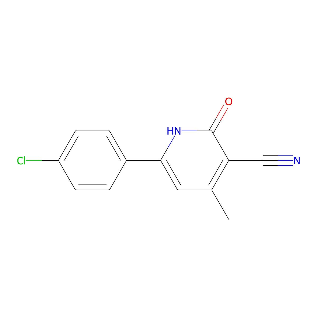 6-(4-Chlorophenyl)-4-methyl-2-oxo-1,2-dihydro-3-pyridinecarbonitrile molecular structure, CAS 134600-02-5