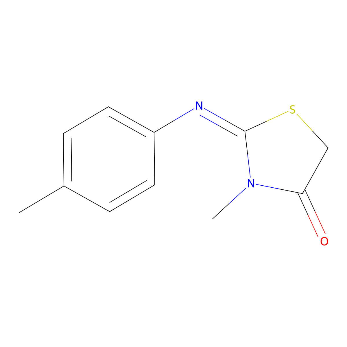 (2E)-3-methyl-2-[(4-methylphenyl)imino]-1,3-thiazolidin-4-one molecular structure, CAS 1346011-46-8