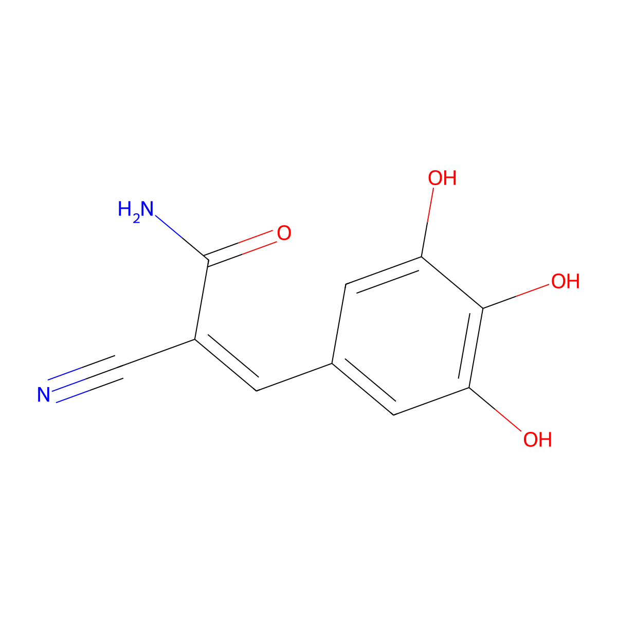 (E)-2-cyano-3-(3,4,5-trihydroxyphenyl)prop-2-enamide molecular structure, CAS 134604-46-9