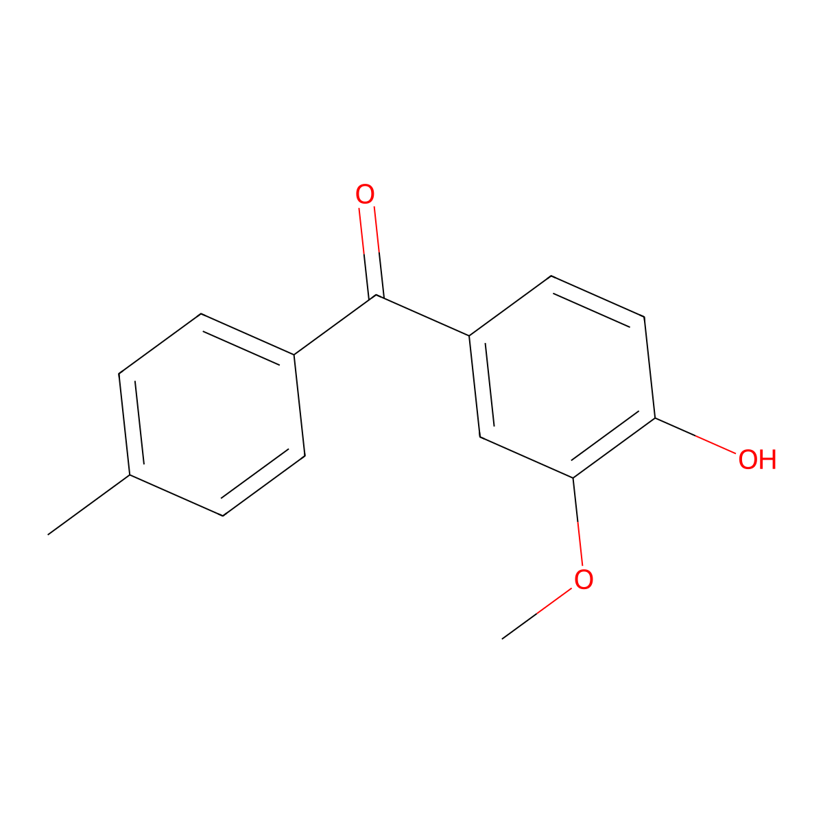 4-Hydroxy-3-methoxy-4'-methylbenzophenone molecular structure, CAS 134612-39-8
