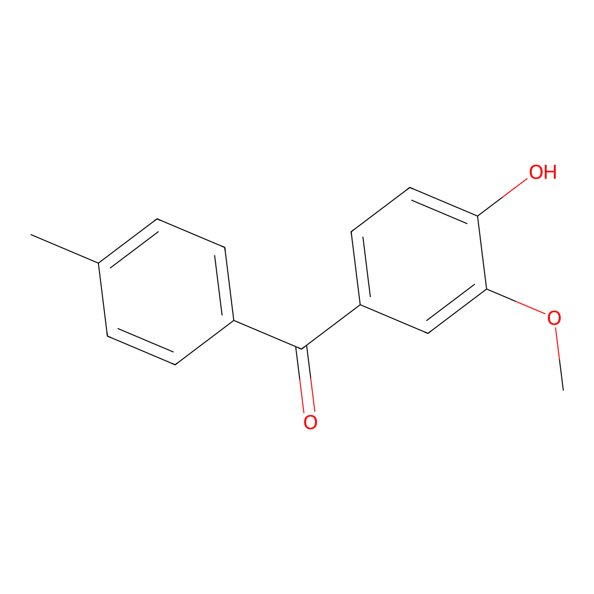 4-Hydroxy-3-methoxy-4'-methylbenzophenone molecular structure, CAS 134612-39-8
