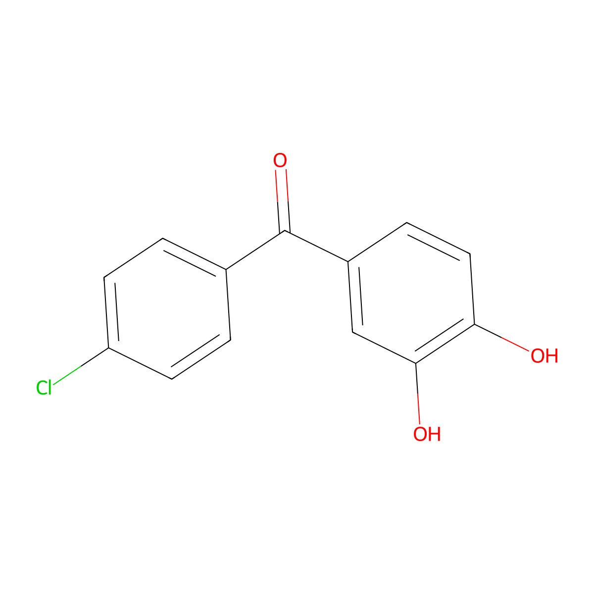 (4-Chlorophenyl)(3,4-dihydroxyphenyl)methanone molecular structure, CAS 134612-84-3