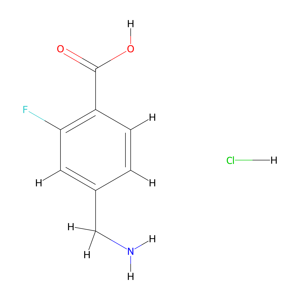 4-Aminomethyl-2-fluorobenzoic acid hydrochloride molecular structure, CAS 1346125-70-9