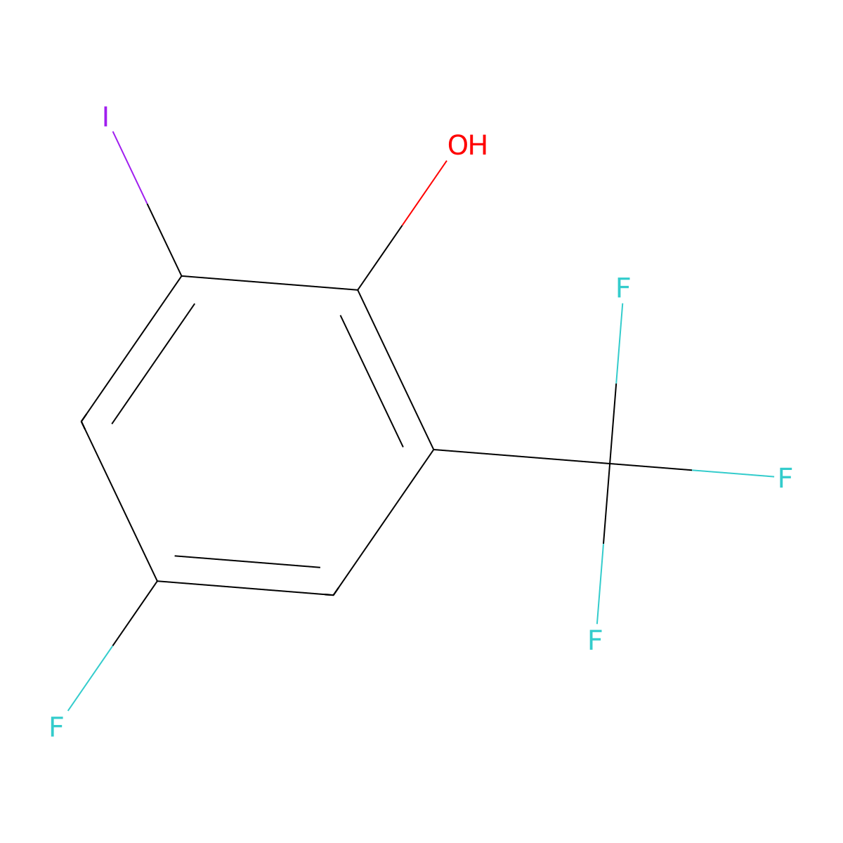 4-Fluoro-2-iodo-6-(trifluoromethyl)phenol molecular structure, CAS 1346129-76-7