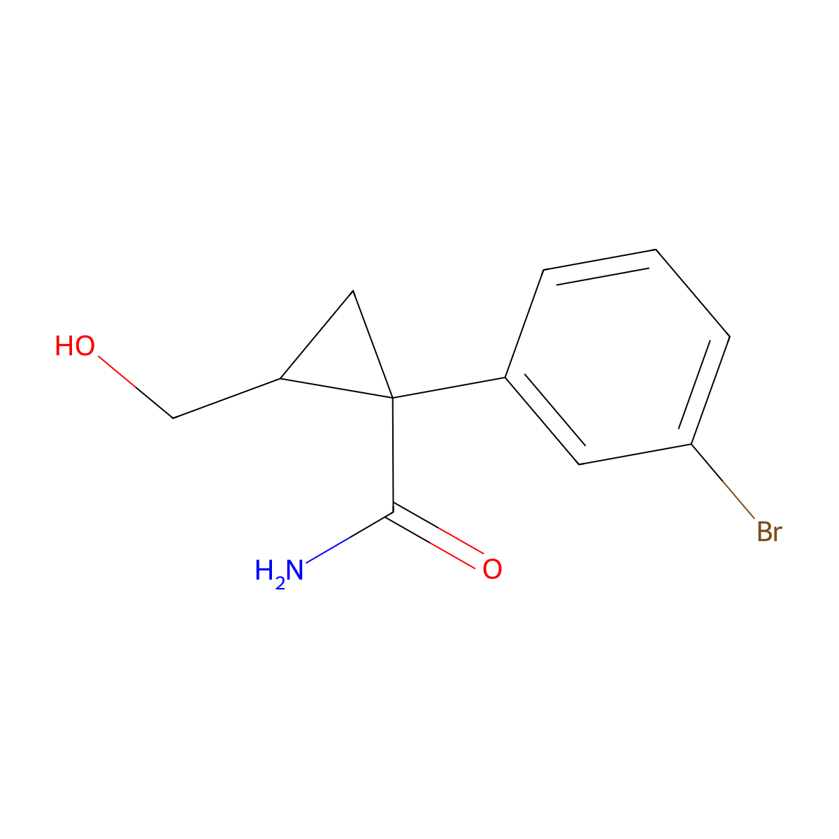 1-(3-Bromophenyl)-2-(hydroxymethyl)cyclopropanecarboxamide molecular structure, CAS 1346146-41-5